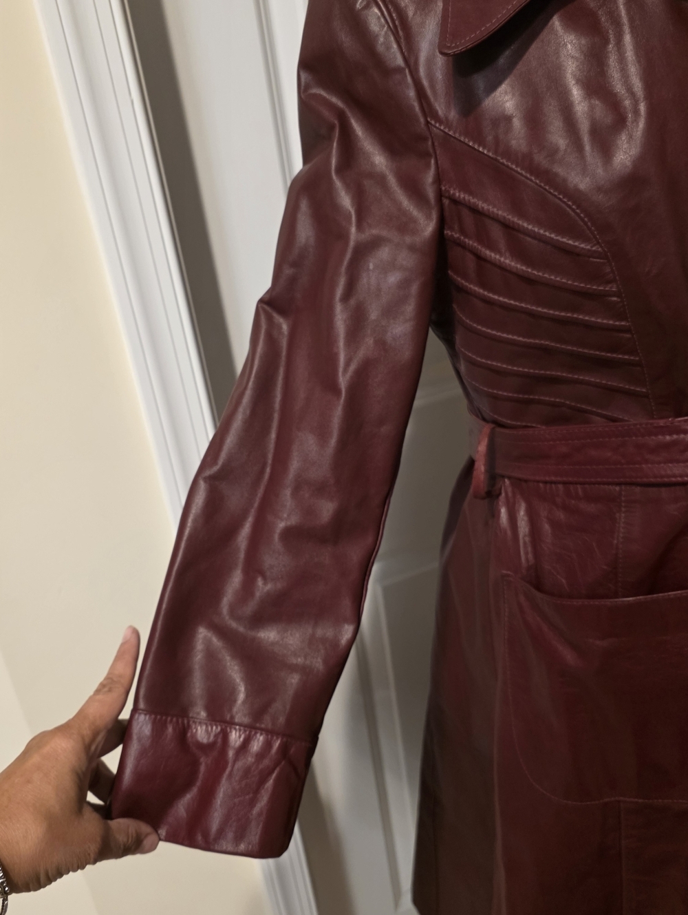 Stunning Leather Coat Trench Size Small - Picture 7 of 15
